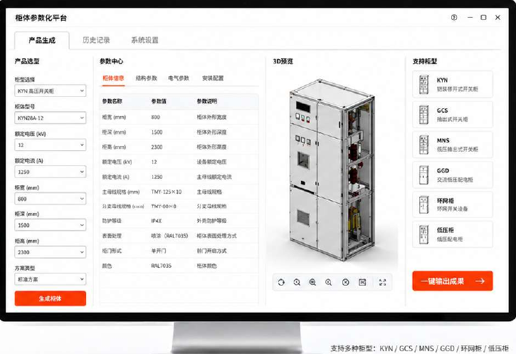 柜体参数化驱动平台界面
